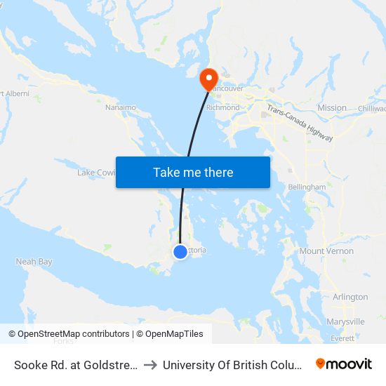 Sooke Rd. at Goldstream to University Of British Columbia map