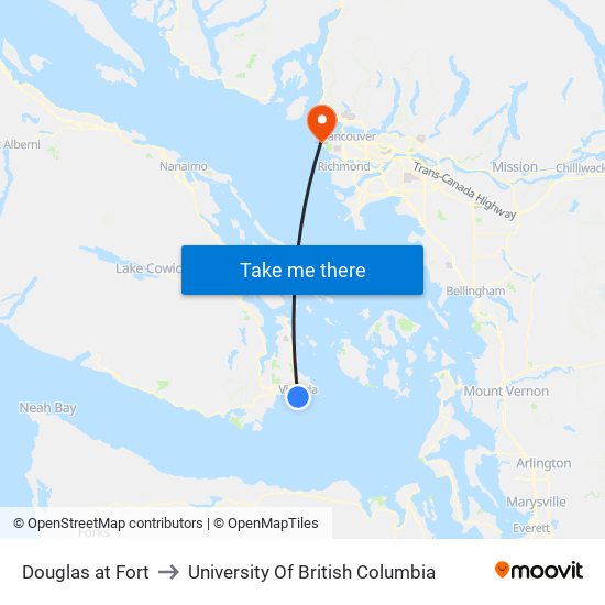 Douglas at Fort to University Of British Columbia map