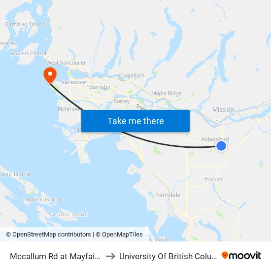 Mccallum Rd at Mayfair Ave to University Of British Columbia map