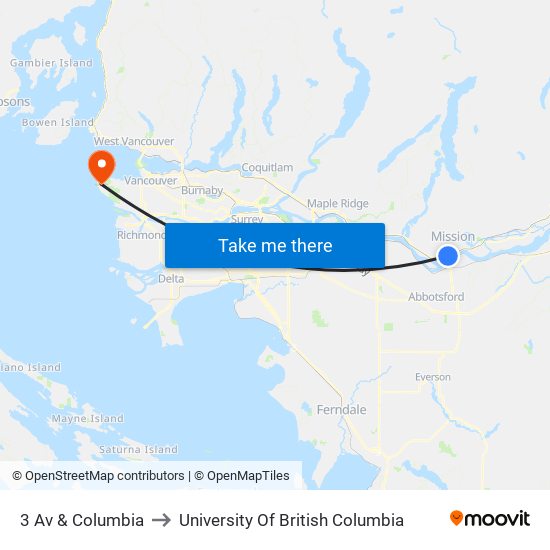 3 Av & Columbia to University Of British Columbia map