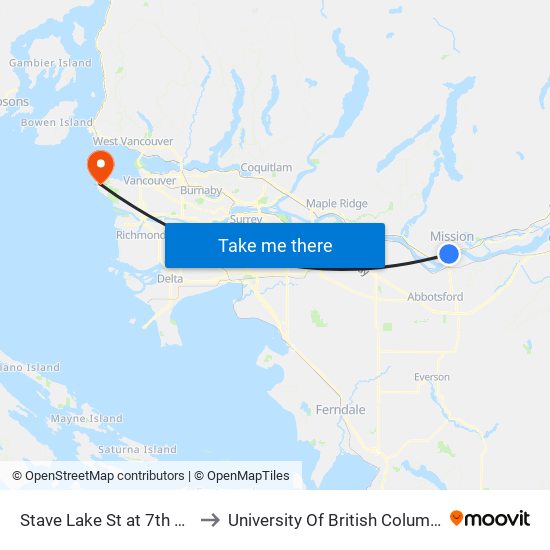 Stave Lake St at 7th Ave to University Of British Columbia map