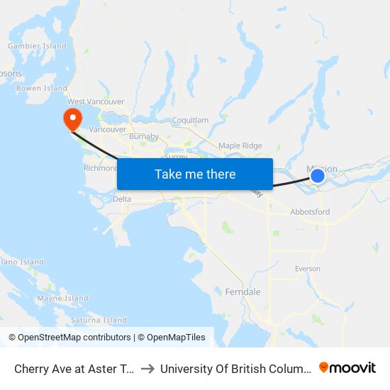 Cherry & Aster to University Of British Columbia map