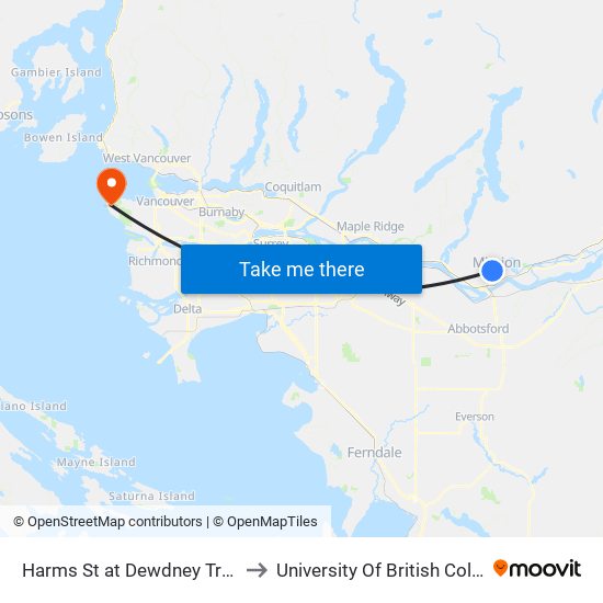 Harms & Dewdney Trunk to University Of British Columbia map