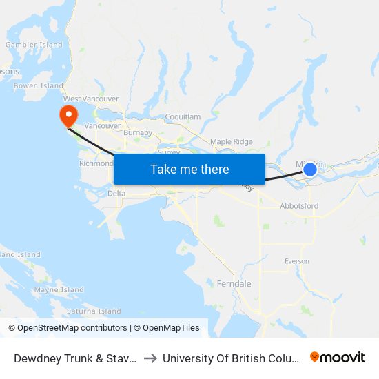 Dewdney Trunk & Stave Lk to University Of British Columbia map