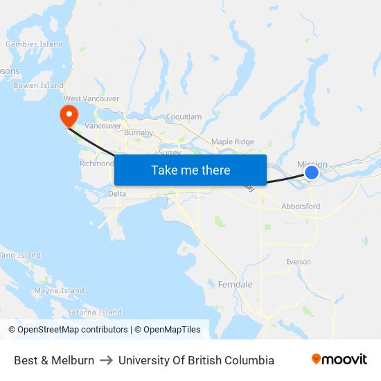 Best & Melburn to University Of British Columbia map