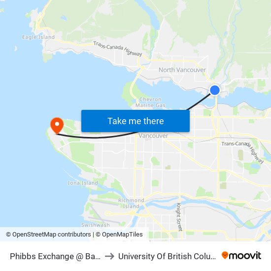 Phibbs Exchange @ Bay 13 to University Of British Columbia map