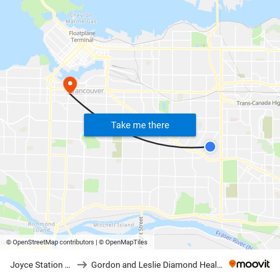 Joyce Station @ Bay 4 to Gordon and Leslie Diamond Health Care Centre map