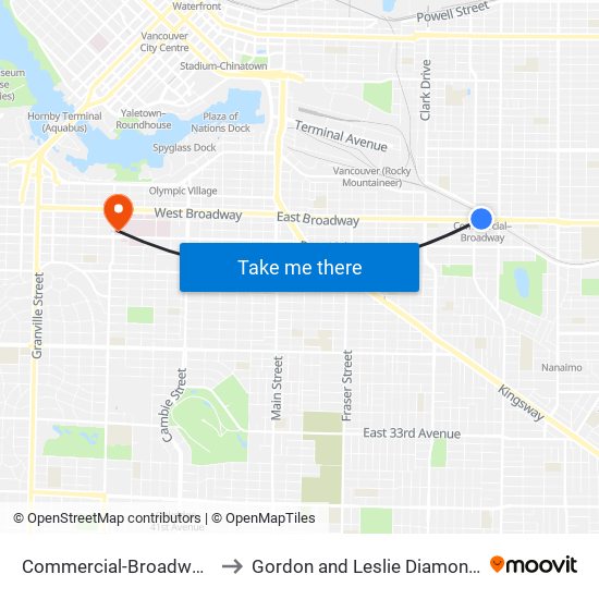 Commercial-Broadway Station @ Bay 5 to Gordon and Leslie Diamond Health Care Centre map