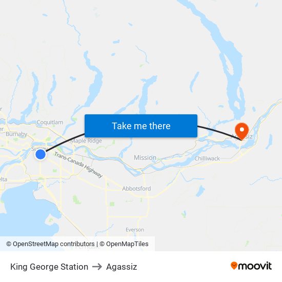 King George Station to Agassiz map