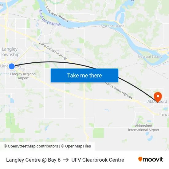 Langley Centre @ Bay 6 to UFV Clearbrook Centre map