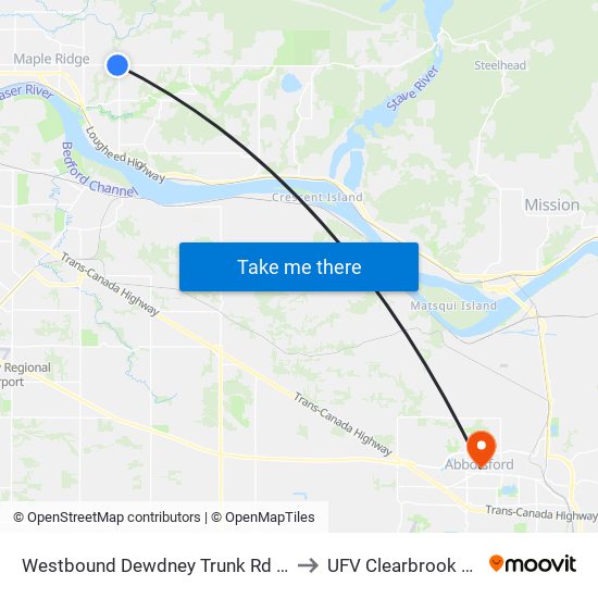 Westbound Dewdney Trunk Rd @ 240 St to UFV Clearbrook Centre map