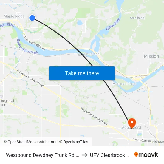 Westbound Dewdney Trunk Rd @ 240 St to UFV Clearbrook Centre map