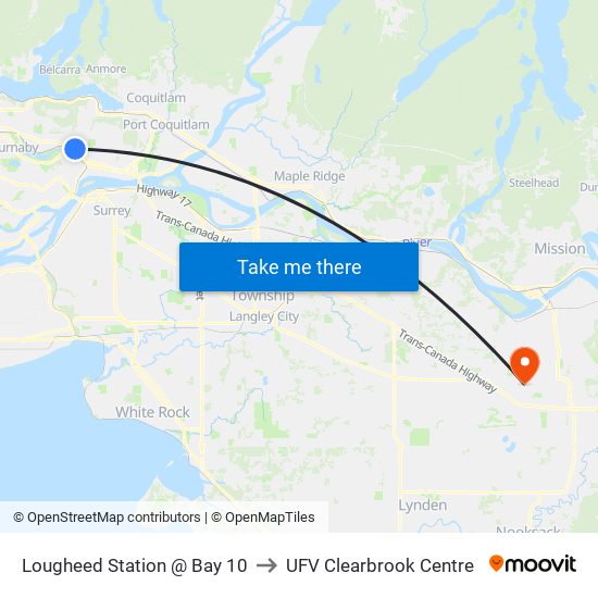 Lougheed Station @ Bay 10 to UFV Clearbrook Centre map