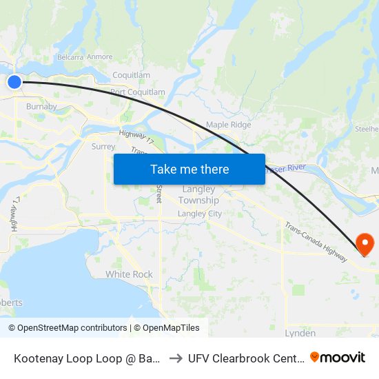 Kootenay Loop Loop @ Bay 2 to UFV Clearbrook Centre map