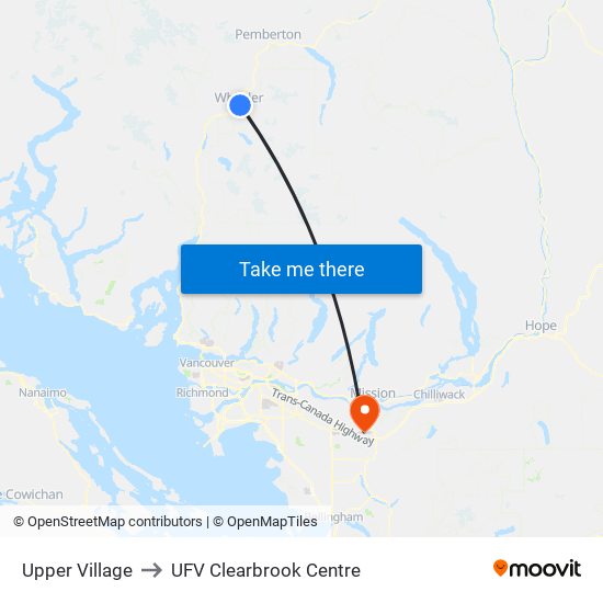 Upper Village to UFV Clearbrook Centre map