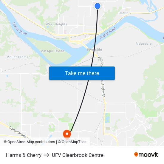 Harms & Cherry to UFV Clearbrook Centre map