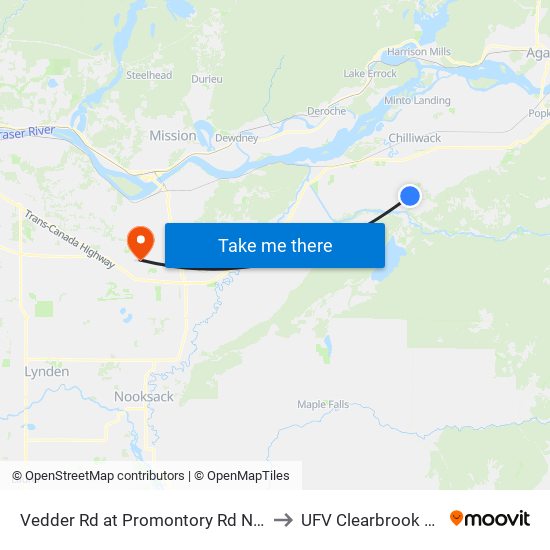 Vedder Rd at Promontory Rd North Side to UFV Clearbrook Centre map