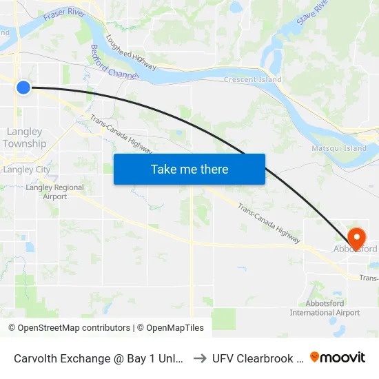 Carvolth Exchange @ Bay 1 Unloading Only to UFV Clearbrook Centre map