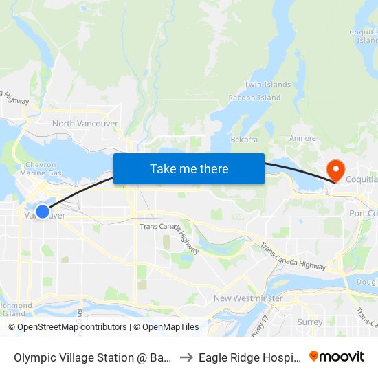 Olympic Village Station @ Bay 1 to Eagle Ridge Hospital map