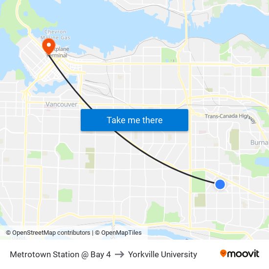 Metrotown Station @ Bay 4 to Yorkville University map