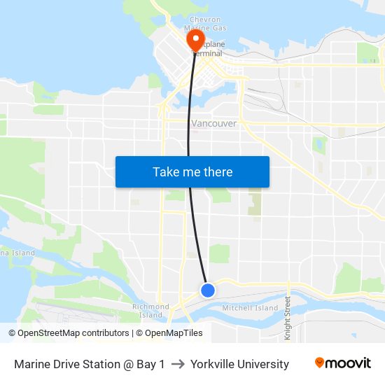 Marine Drive Station @ Bay 1 to Yorkville University map