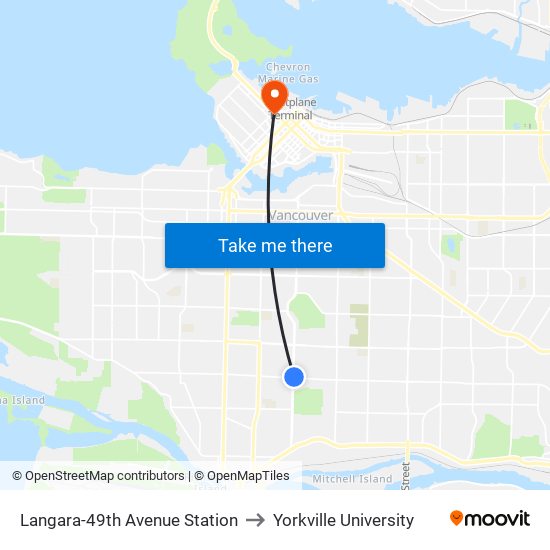 Langara-49th Avenue Station to Yorkville University map
