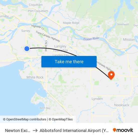 Newton Exchange @ Bay 4 to Abbotsford International Airport (YXX) (Abbotsford International Airport) map