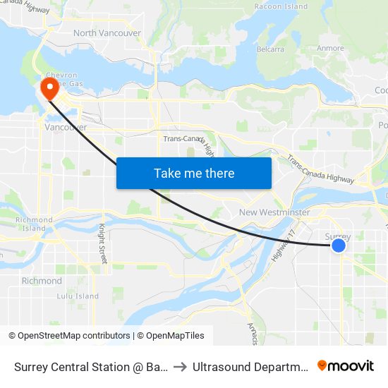 Surrey Central Station @ Bay 9 to Ultrasound Department map