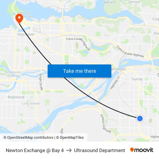 Newton Exchange @ Bay 4 to Ultrasound Department map