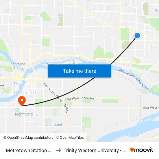 Metrotown Station @ Bay 4 to Trinity Western University - Richmond map
