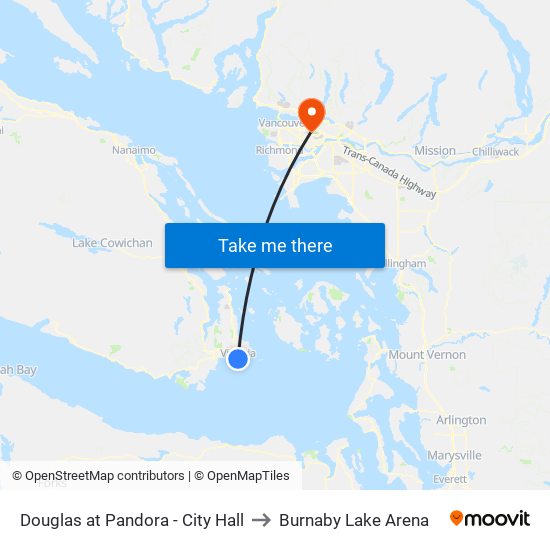 Douglas at Pandora - City Hall to Burnaby Lake Arena map