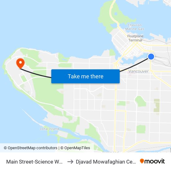 Main Street-Science World Station @ Bay 1 to Djavad Mowafaghian Centre For Brain Health map