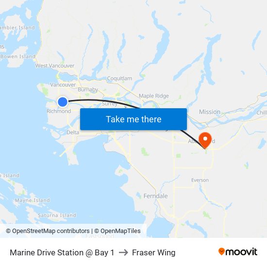 Marine Drive Station @ Bay 1 to Fraser Wing map