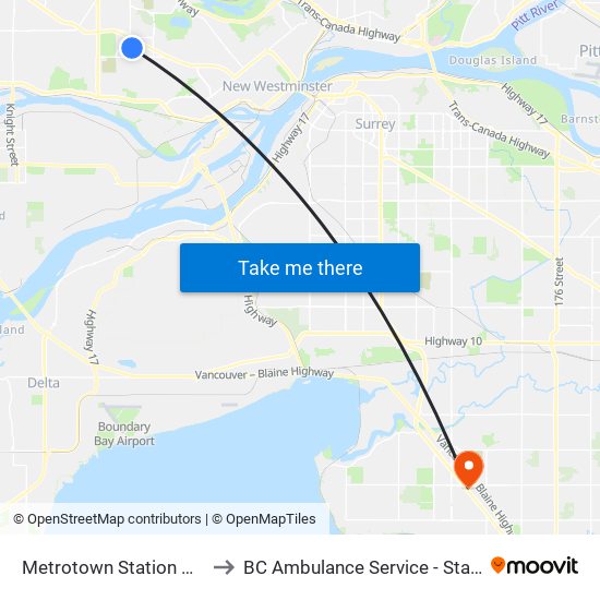 Metrotown Station @ Bay 4 to BC Ambulance Service - Station 254 map