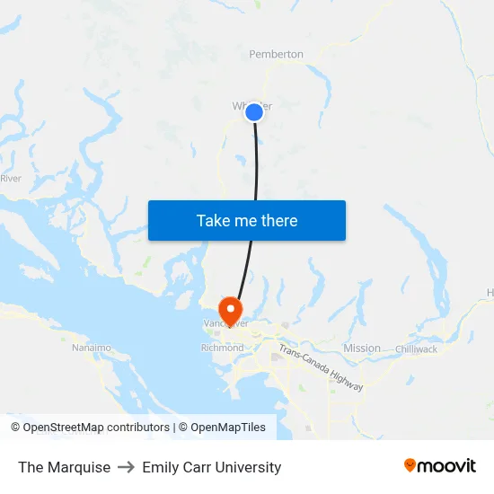 The Marquise to Emily Carr University map