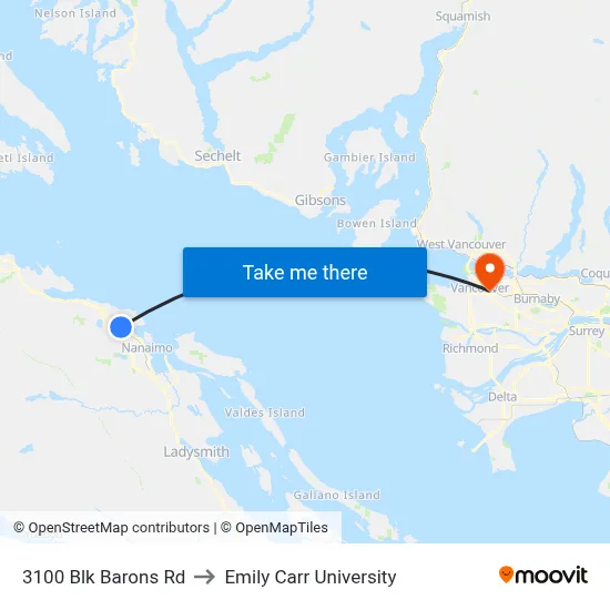 3100 Blk Barons Rd to Emily Carr University map