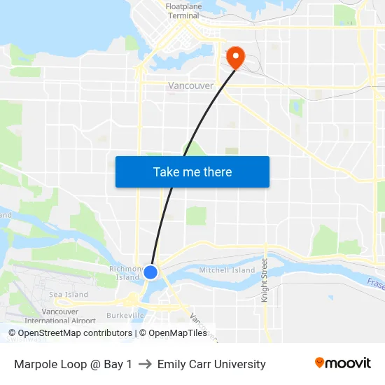 Marpole Loop @ Bay 1 to Emily Carr University map