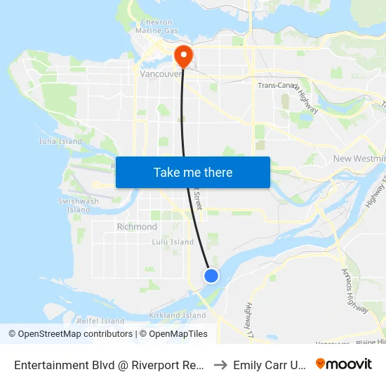 Entertainment Blvd @ Riverport Recreation Complex to Emily Carr University map