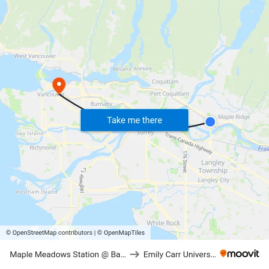 Maple Meadows Station @ Bay 4 to Emily Carr University map