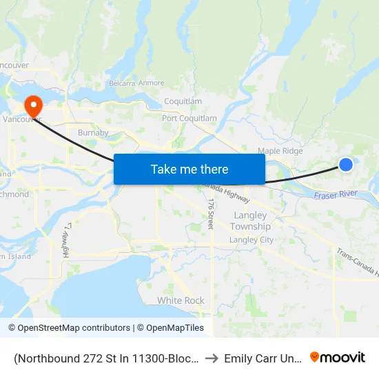 (Northbound 272 St In 11300-Block Area) (Flag) to Emily Carr University map