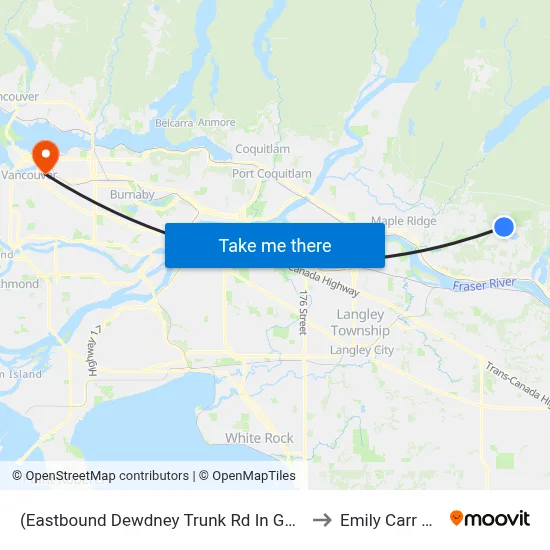 (Eastbound Dewdney Trunk Rd In Garibaldi St Area) (Flag) to Emily Carr University map