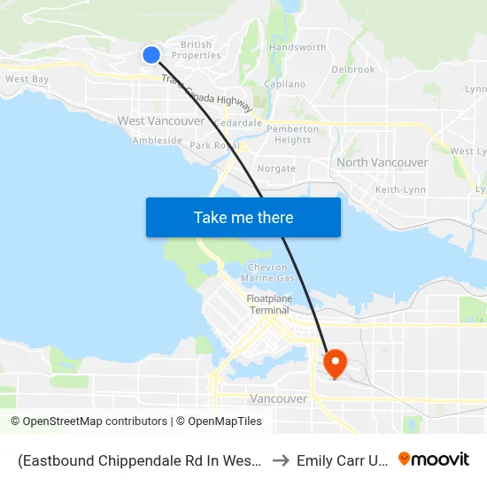 (Eastbound Chippendale Rd In Westhill Dr Area) (Flag) to Emily Carr University map