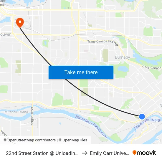 22nd Street Station @ Unloading Only to Emily Carr University map