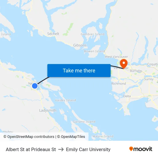 Albert St at Prideaux St to Emily Carr University map