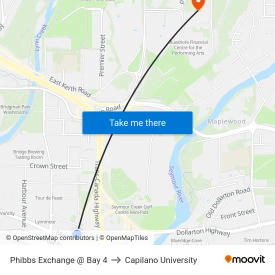 Phibbs Exchange @ Bay 4 to Capilano University map