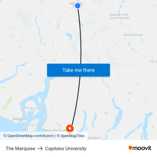 The Marquise to Capilano University map