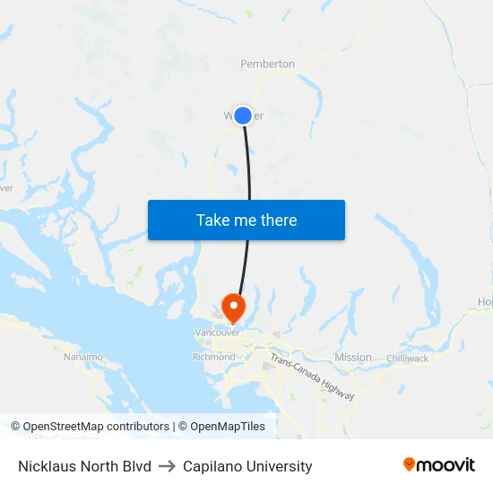 Nicklaus North Blvd to Capilano University map