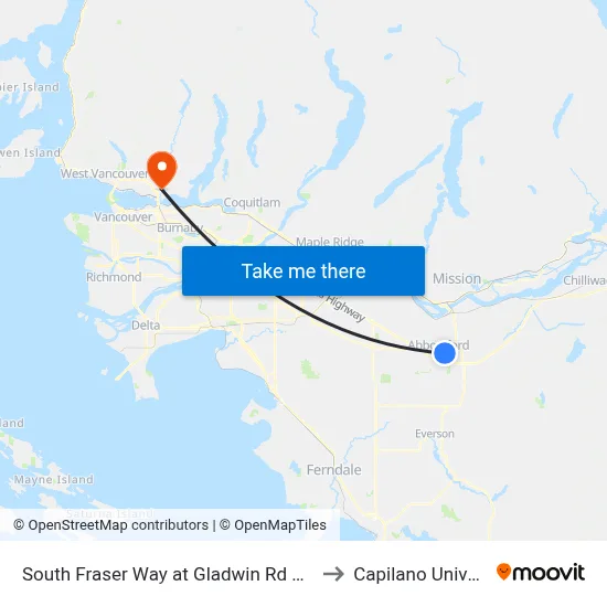 South Fraser Way at Gladwin Rd East Side to Capilano University map