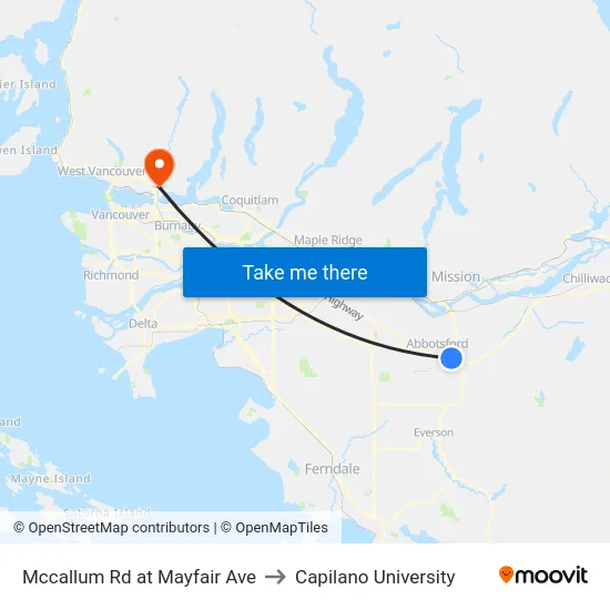 Mccallum Rd at Mayfair Ave to Capilano University map