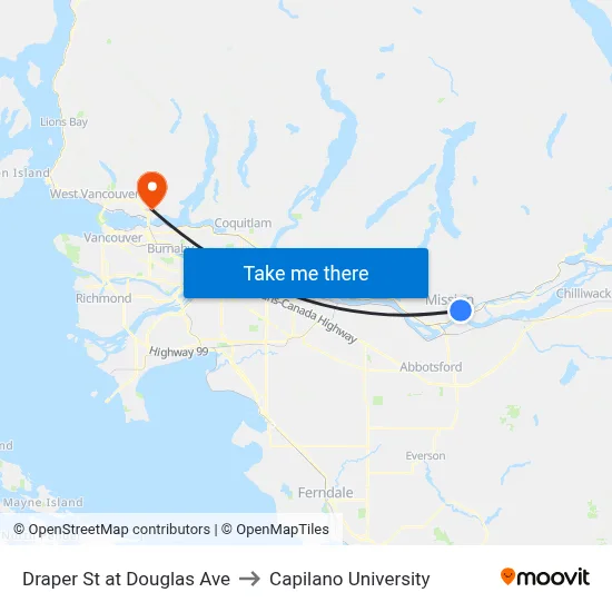Draper St at Douglas Ave to Capilano University map